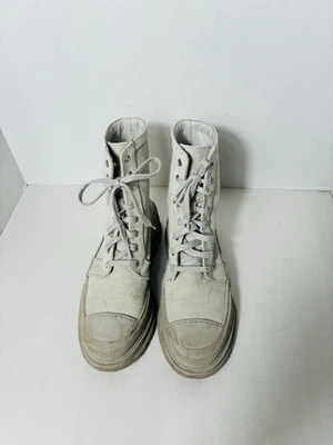 Botas de combate FREE PEOPLE talla 8 Camp Out de lona con cordones suela gris paloma Foto 1 de 4