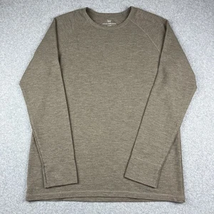 Mack Weldon Shirt Mens Large Beige Long Sleeve Waffle Knit Wool Blend Thermolite - Picture 1 of 6
