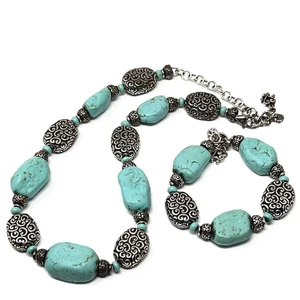 Brighton Luna Llena Turquesa Plata Collar Pulsera Grueso Conjunto Bolsa - Imagen 1 de 6