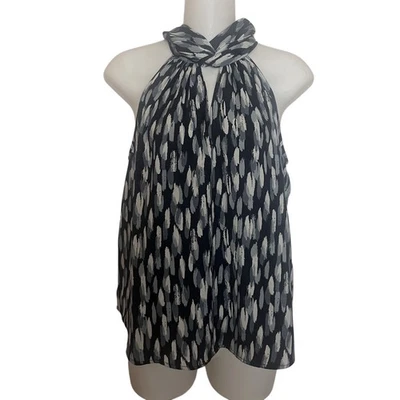 Novo com etiquetas Banana Republic preto cinza branco estampa halter top tamanho pequeno pequeno $60 - Imagem 1 de 4