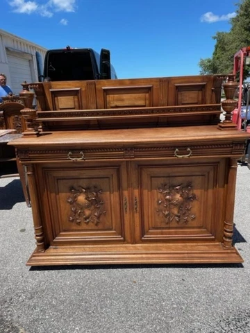19th Century Antique French Walnut Buffet Cover