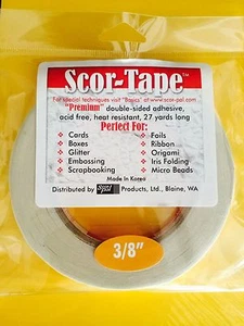 BULK 5 Rolls of Scor-Tape Adhesive 3/8" x 27yd by Scor-Pal -  FREE SHIPPING!!! - Picture 1 of 1