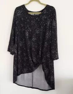 Lane Bryant Women's Black With With White Dots Tie Front Round Neck Size 18/20 - Picture 1 of 6