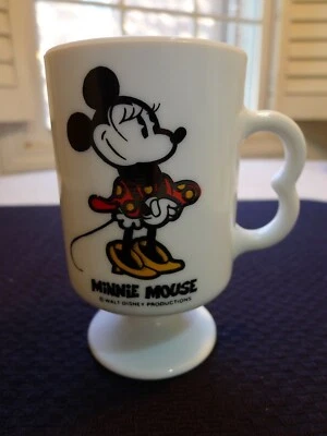 Taza Minnie Mouse Blanco Vidrio Leche 4-3/4" Alto Walt Disney Productions Foto 1 de 4