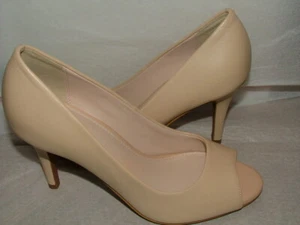 NEW WOB COLE HAAN OPEN TOE HEEL SIZE 6 B LEATHER NUDE COLOR #350 - Picture 1 of 6