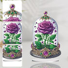 Special Shape Single-Side Rose Crystal Box Desktop Diamond Painting Art (Purple)
