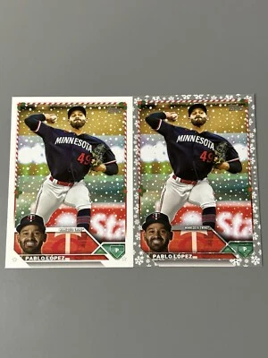 2023 Topps Holiday H184 Metallic Parallel Pablo Lopez Twins  & Base - Image 1 of 2