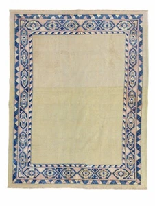 Modern Minimalist Turkish Oushak Handmade Natural Dyes 100% Wool Rug 3.7x4.6 ft - Picture 1 of 12