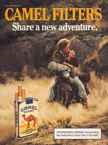 Vintage 1987 Camel Zigaretten Magazin Print Anzeige Mann mit Motorrad - Bild 1 von 1