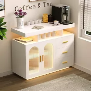 Sideboard Buffet Cabinet with Storage with 3 Drawers & 2 Doors, Coffee Bar Table - Picture 1 of 13