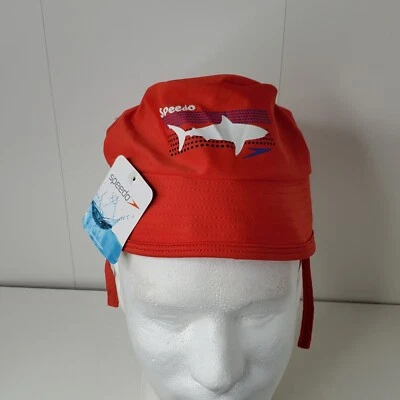 Sombrero de cubo Speedo Kids UV50+ protección solar rojo talla S/M NUEVO NUEVO CON ETIQUETAS Shark Beach Foto 1 de 4