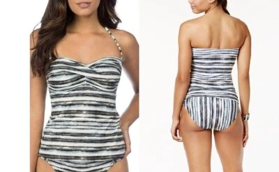 Blusa regata La Blanca tamanho 6 listra de bambu e tamanho 4 maiô hipster com faixas nova com etiquetas - Imagem 1 de 4