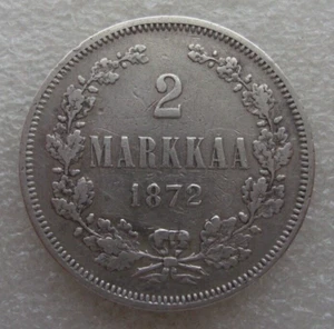 Finland Russia 2 Markkaa 1872 Silver Coin S5 - Picture 1 of 11