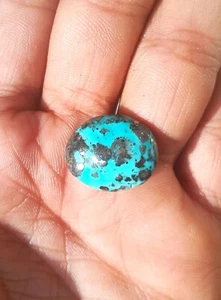 Natural 20 Carat Pyrite Sky-Blue Turquoise Stone Cabochon | Large 22MM | 22 - Picture 1 of 8