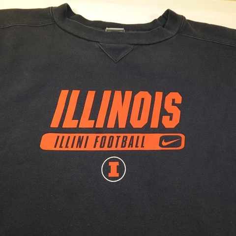 NIKE UNIVERSITY ILLINOIS FIGHTING ILLINI FOOTBALL CREWNECK SWEATSHIRT Mens 4XL Cover