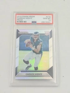 2016 Panini Prizm #218 Carson Wentz Prizm PSA 10 RC Rookie Chiefs - Foto 1 di 2