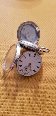 Montre gousset à coq Anglaise en argent - Photo 1/4