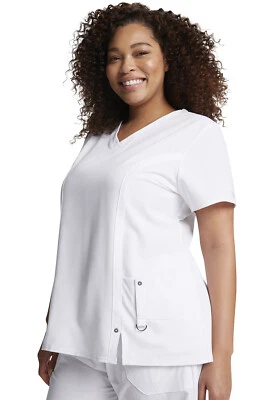 White Dickies Scrubs Xtreme Stretch V Neck Top 82851 DWHZ - Image 1 of 4