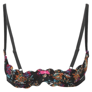 Sexy sujetador de encaje de 1/4 taza para mujer Prendas para el torso acolchado sin forro con aros Push Up Balconette - Imagen 1 de 22