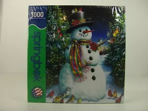 Springbok Puzzle "Feathered Friends" Snowman and Birds 1000 Piece Jigsaw - Picture 1 of 3