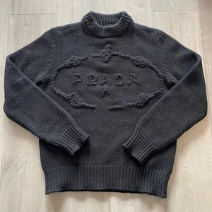 Sudadera tipo jersey con logotipo de lana y cachemir Prada Lana negra 48 mediana 100 % auténtica - Imagen 1 de 11