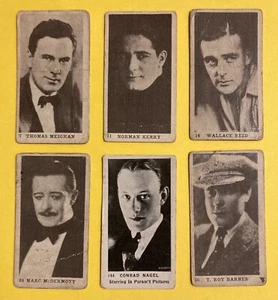 1922 Passeggini Sigarette Tabacco Cards - LOTTO DI 6 stelle assortite del cinema maschile (B) - Foto 1 di 2