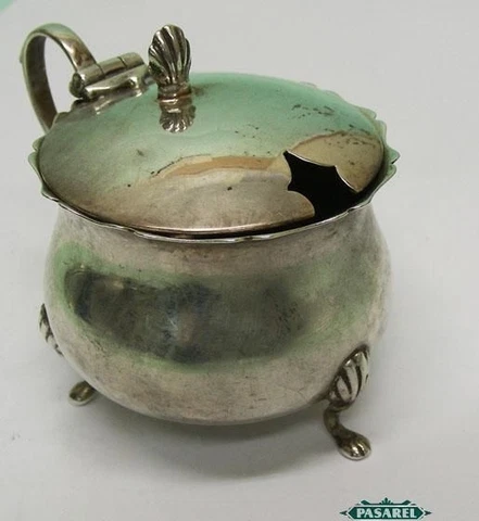 George V Sterling Silver Mustard Pot Matthew John Jessop Birmingham England 1910 Cover