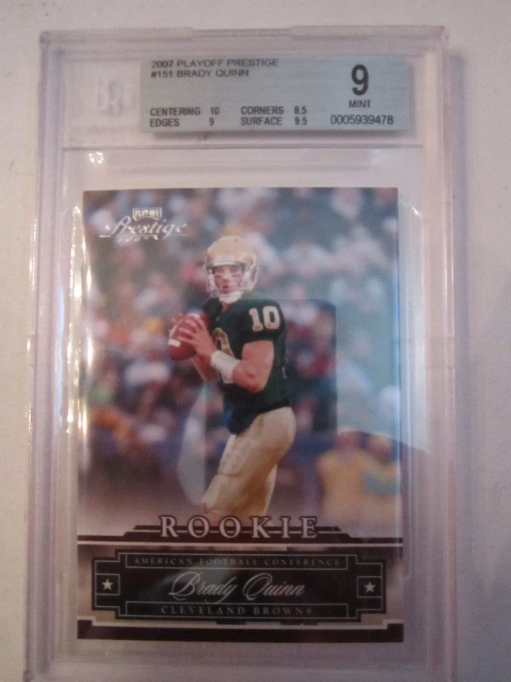2007 BRADY QUINN #151 BECKETT GRADED 9 MINT FOOTBALL CARD - TUB ABB - Image 1 of 2