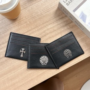 Chrome Fashion Minimalist Wallet PU Leather Ultra Thin Black Credit Card Holder - Picture 1 of 15