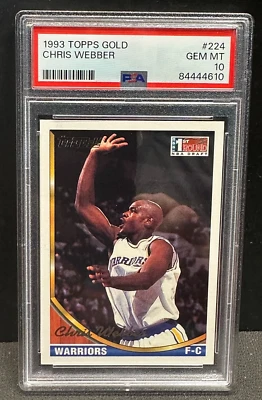 Крис Уэббер 1993 Topps Gold RC дебютант No224 PSA 10 GEM MT Golden State Warriors - Изображение 1 из 2