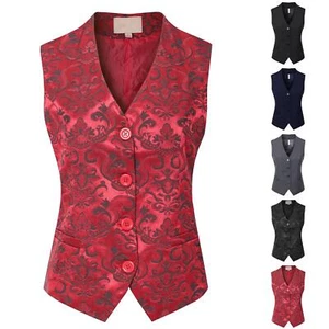 MixMatchy Fully Lined 4 Button V-Neck Economy Dressy Suit Vest Waistcoat - Picture 1 of 26