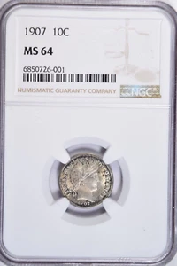 1907 BARBER DIME ~ SHARP STRIKE NGC MS64! - Picture 1 of 4