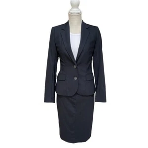 Club Monaco Suit Womens Sz. 00 Wool Blend Pin Stripe 2 pc Skirt Suit Career Wear - Picture 1 of 16