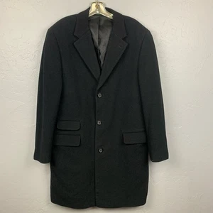 Lauren Ralph Lauren Coat Men 40R Cashmere Black Dress Overcoat Mid Length - Picture 1 of 10