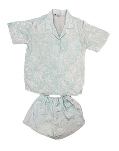 Conjunto de pijama floral acuático vintage STEFANIE S 8/10 manga corta top y falda sin cordones - Imagen 1 de 2