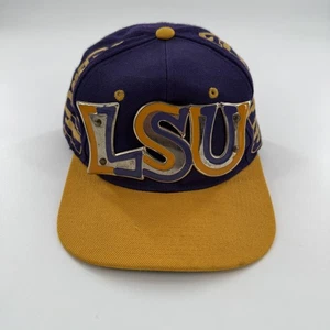 Vintage LSU Tigers Hat Cap Snap Back Purple Gold NCAA Football Mens College 90s - Picture 1 of 7