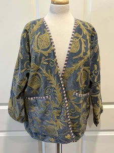 Chaqueta Suzani India Bordada Abrigo de Invierno Plumero Bohemio Frente Abierto Relajado - Imagen 1 de 5