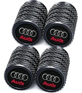 AUDI Wheel Valve Stem Caps Black Aluminium Dust Proof UK Fast Dispatch - Picture 1 of 2
