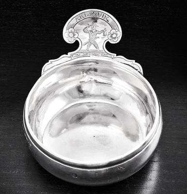 LAMOUREUX : Rare gros  Taste-Vin en Argent Massif ROUEN 1784 décor ARLEQUIN - Photo 1/4