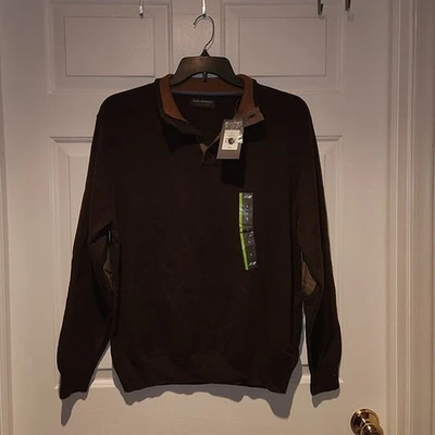 NEW Men's sz L Brown Sweater Elbows Patches. NEW John Bartlett Consensus - Image 1 of 4