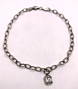 Sterling Silber strukturiertes Kettenglied 9 1/4" Fußkettchen Fußkette mit "C" Charm - Bild 1 von 6