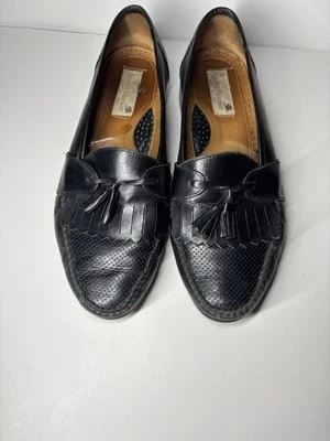 Stanley Blacker Mens 10.5 M Black Tassel Loafers Made in Italy - Image 1 of 4