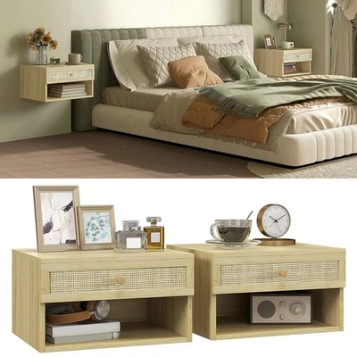 Comodini galleggianti x 2 paia cassetti camera da letto mensola comodino a parete - Immagine 1 di 4