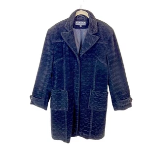 Giacca Coat Women's Size Large Vintage Made in Mongolia Scalloped Texture Retro - Picture 1 of 12