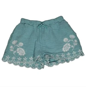 Mini Boden Girls Cotton Flower Print Teal Shorts Size 5Y - Picture 1 of 11