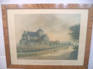 Vintage Norwegian Painting Print Cathedral inTrondheim, Norway by Jac.Pettersen - Picture 1 of 3