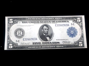 HIGH GRADE CH/CU FULLY EMBOSSED -1914 $5 BLUE SEAL FRN VIRGINIA DISTRICT - #7 - Picture 1 of 7