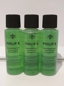 Philip B Peppermint & Avocado Shampoo scalp invigorator volumiser 15ml x 3 - Picture 1 of 2