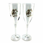 Joseph Perrier Jouet PJ Fluted Champagne Toasting Glass 6 oz Clear Etched 2Pcs
