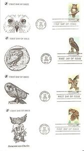 US Scott # 1760-1763 American Owls FDC . Readers Digest Cachet.